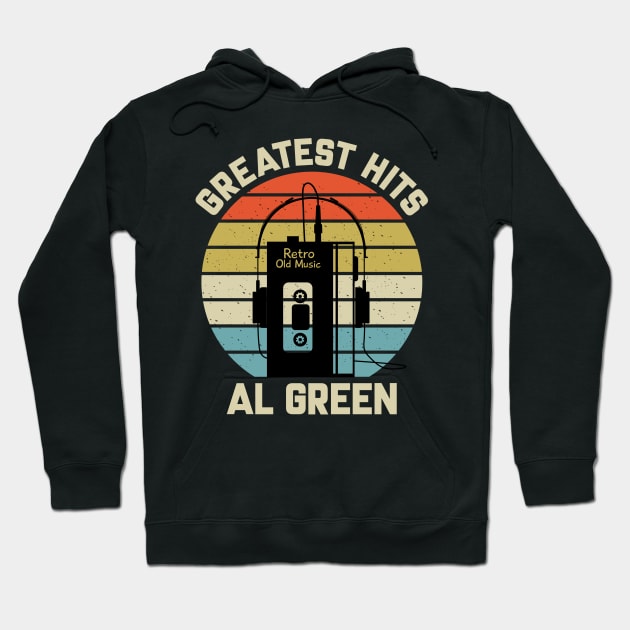 Greatest Hits Al Retro Walkman Green Vintage Art Hoodie by Dinosaur Mask Store